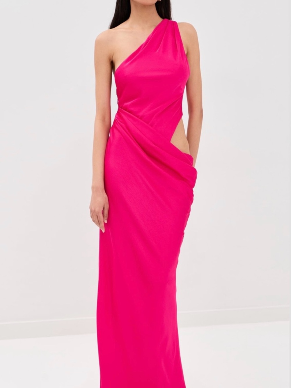 MISHA x Revolve One-Shoulder Hot Pink Evening Gown